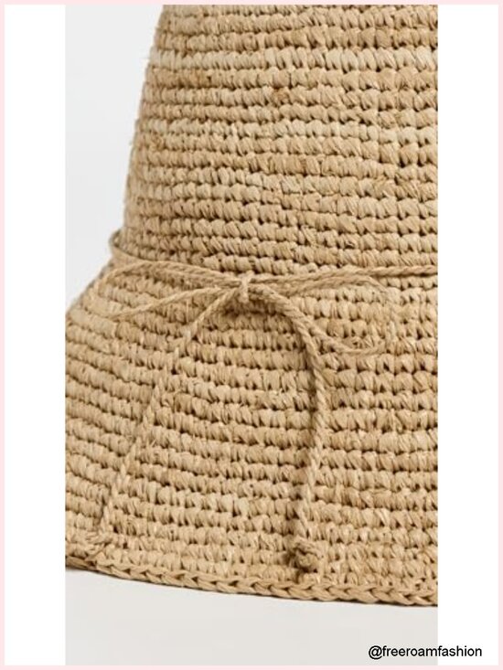 Woven Raffia Bucket Hat with Bow Detail & Moisture Wicking Sweatband